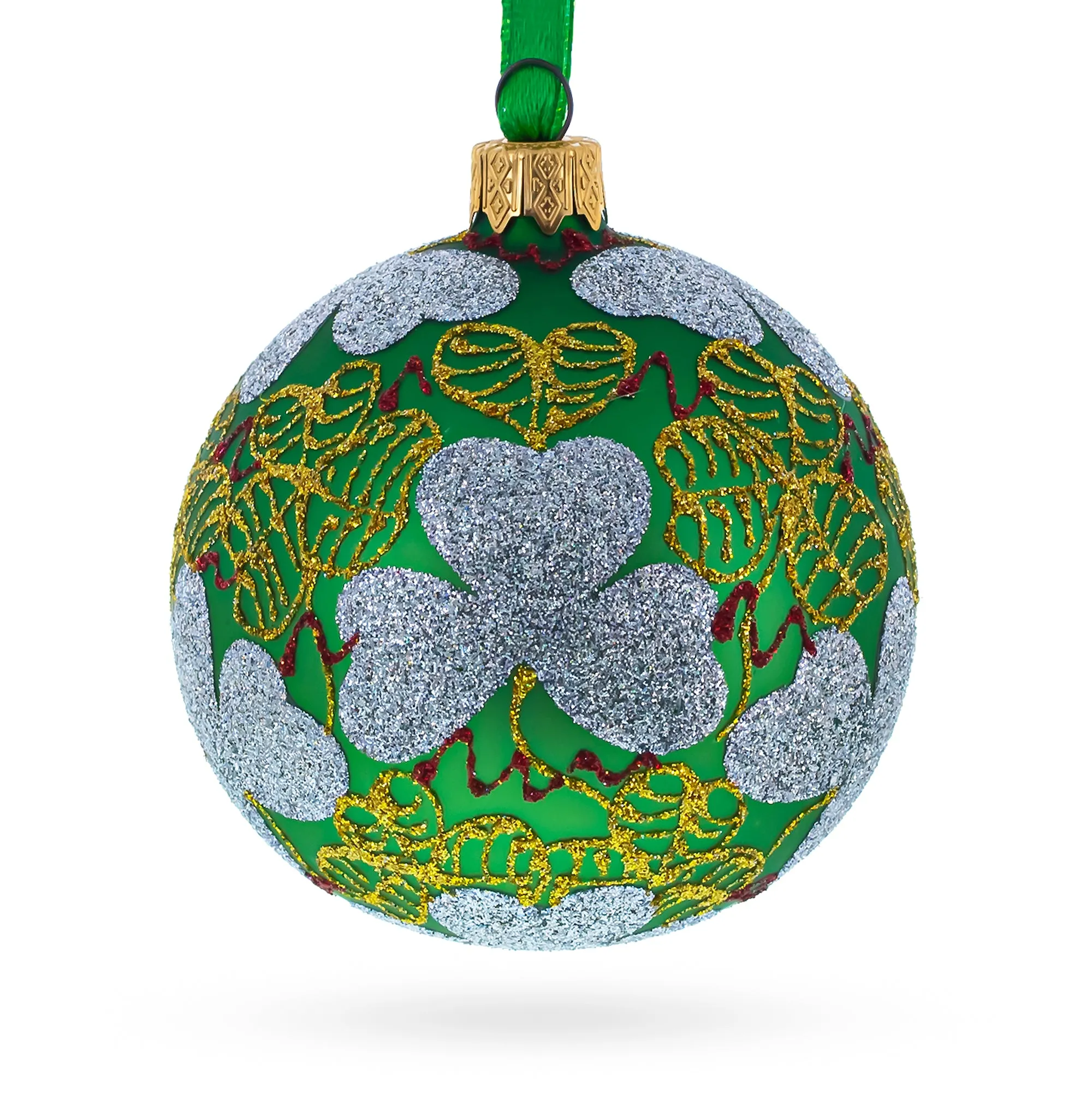 1902 Clover Leaf Royal Egg Green Blown Glass Christmas Ornament 3.25 Inches