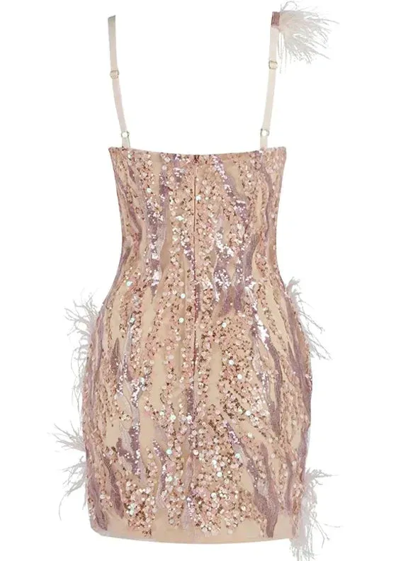 Antonella Mini Feather Sequin Dress