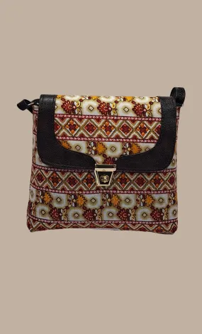 Beige Printed Sling Bag