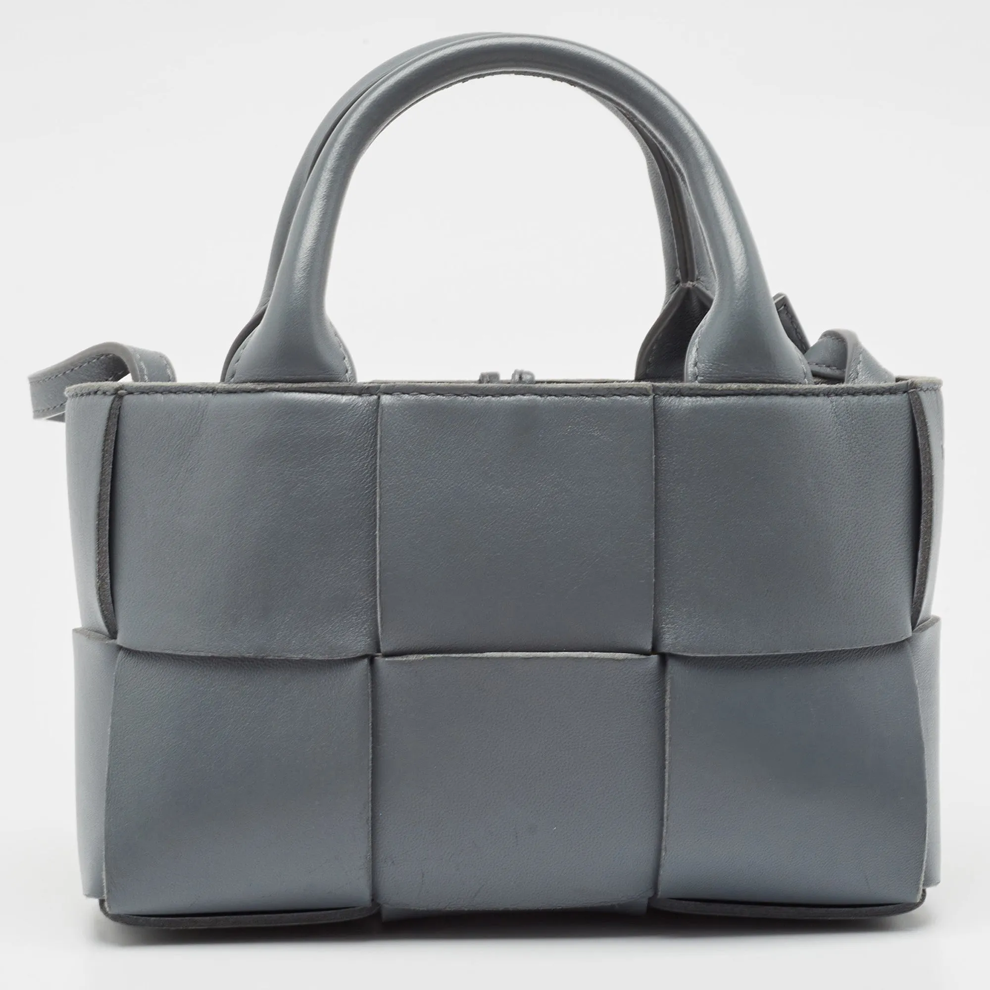 Bottega Veneta Grey Intreccio Leather Candy Arco Tote