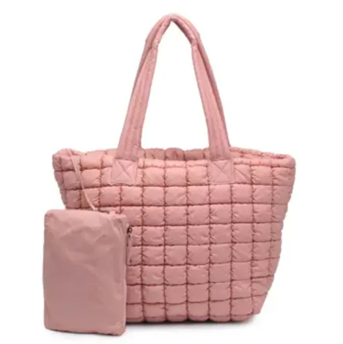 Breakaway Puffer Tote Bag - Pastel Pink