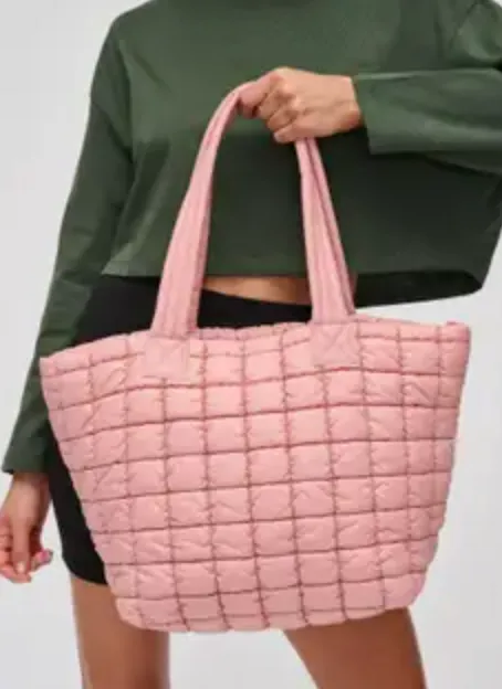 Breakaway Puffer Tote Bag - Pastel Pink