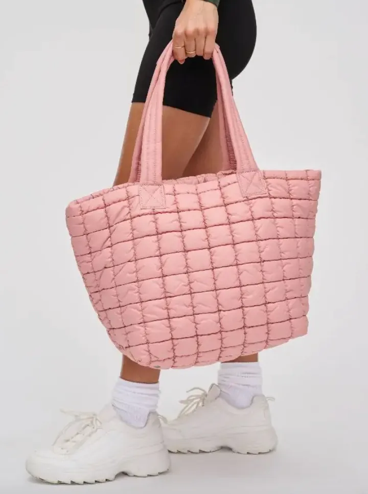 Breakaway Puffer Tote Bag - Pastel Pink