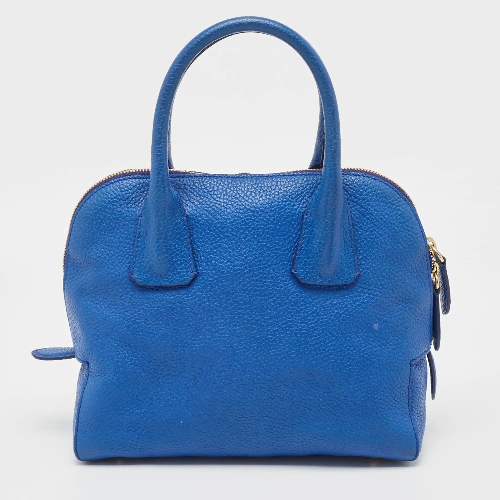 BURBERRY Blue Pebbled Leather Yorke Satchel