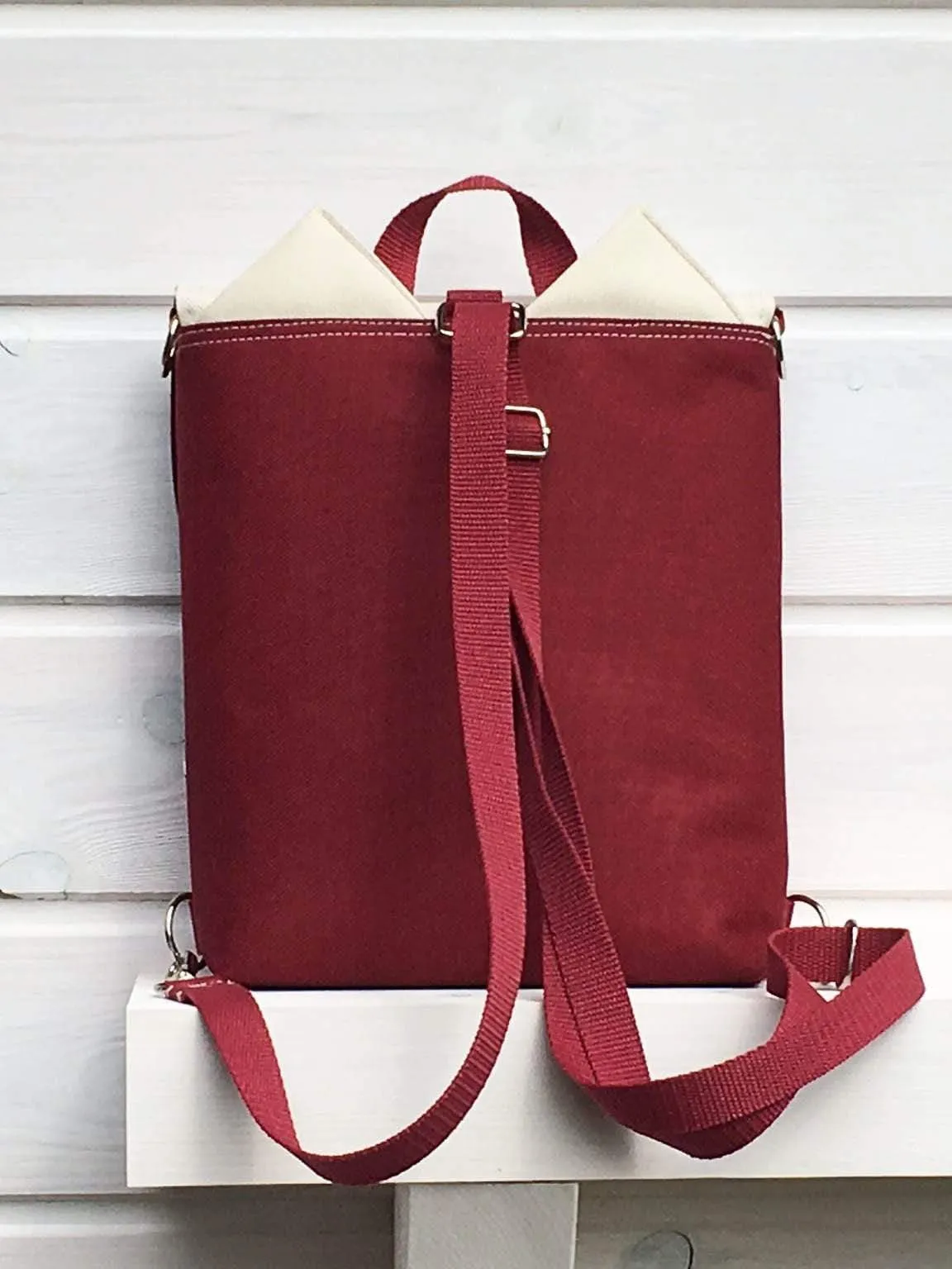 Burgundy Vanilla Cat Backpack, Personalized Cross Body Bag | Aris Bags