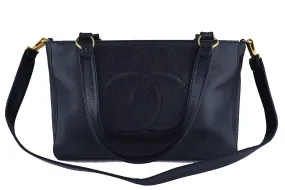 Chanel Black Caviar Logo Cerf Brief Messenger Tote Bag