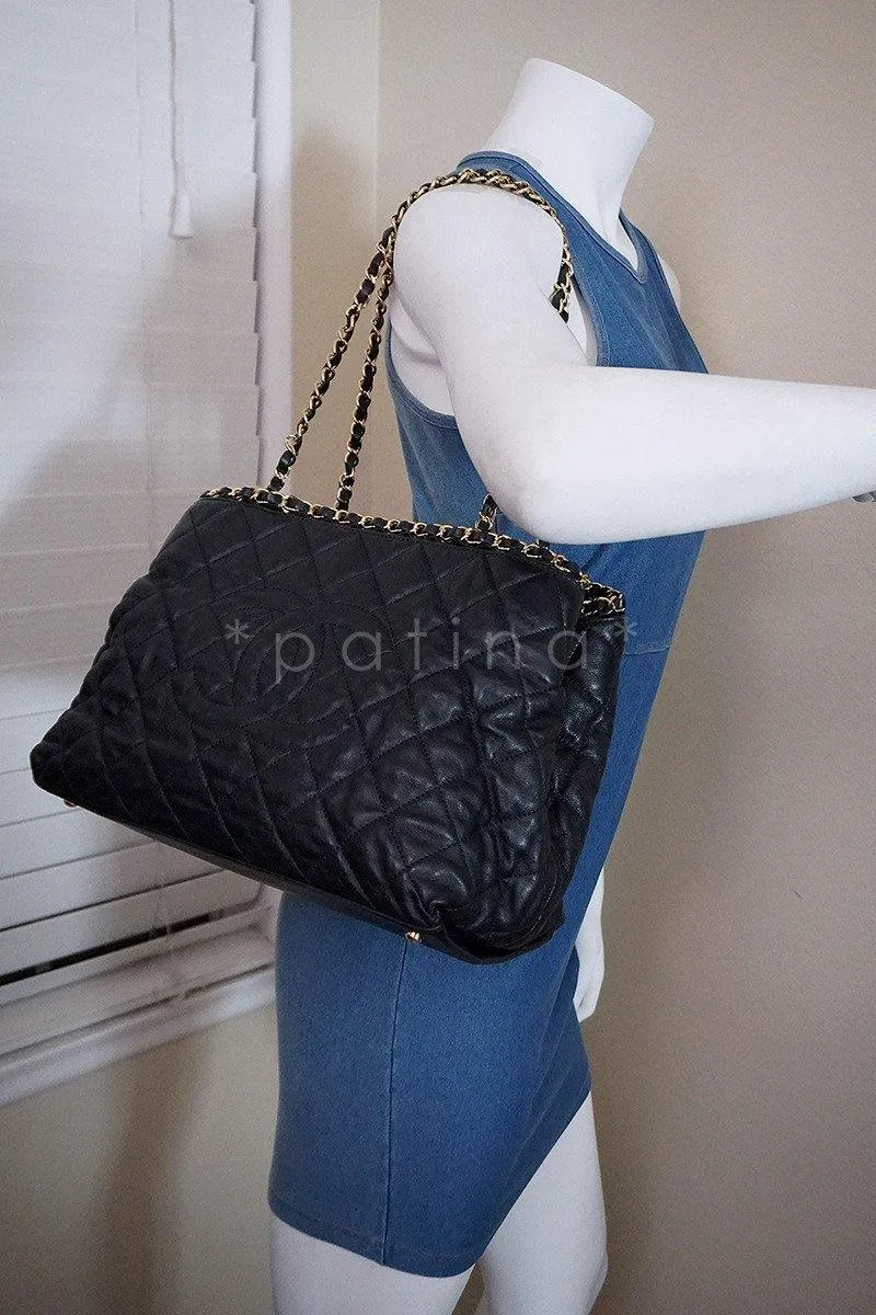 Chanel Black Quilted Timeless Chain Around Grand Shopping Tote GST Bag