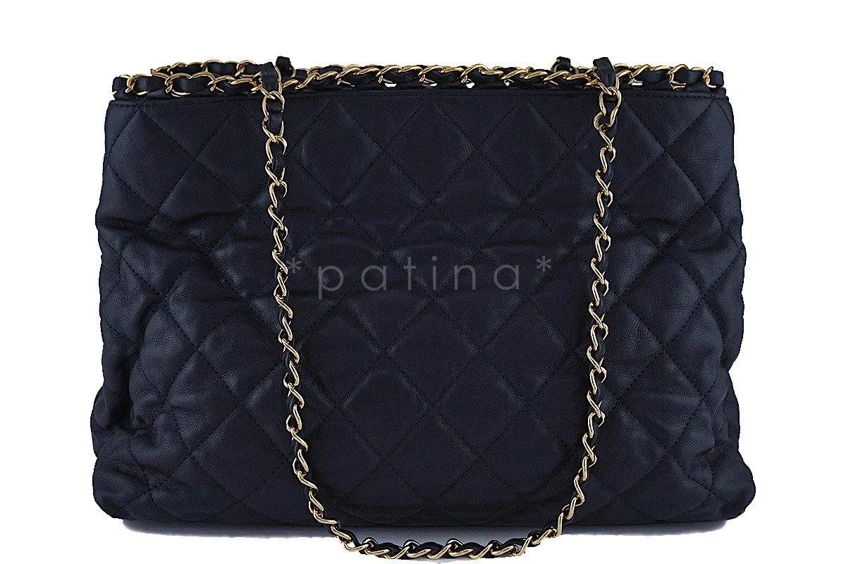 Chanel Black Quilted Timeless Chain Around Grand Shopping Tote GST Bag