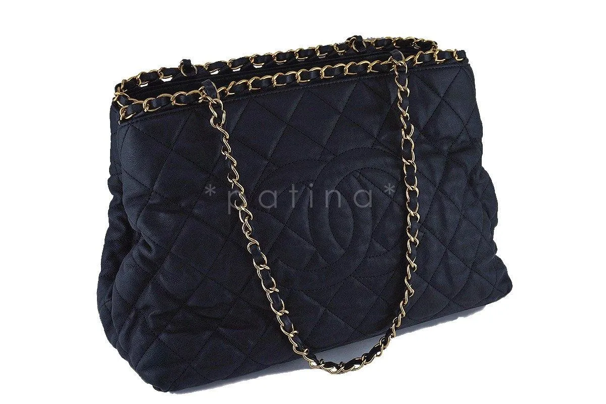 Chanel Black Quilted Timeless Chain Around Grand Shopping Tote GST Bag