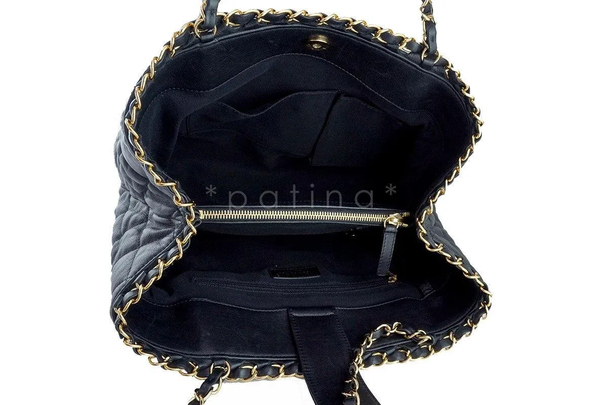 Chanel Black Quilted Timeless Chain Around Grand Shopping Tote GST Bag