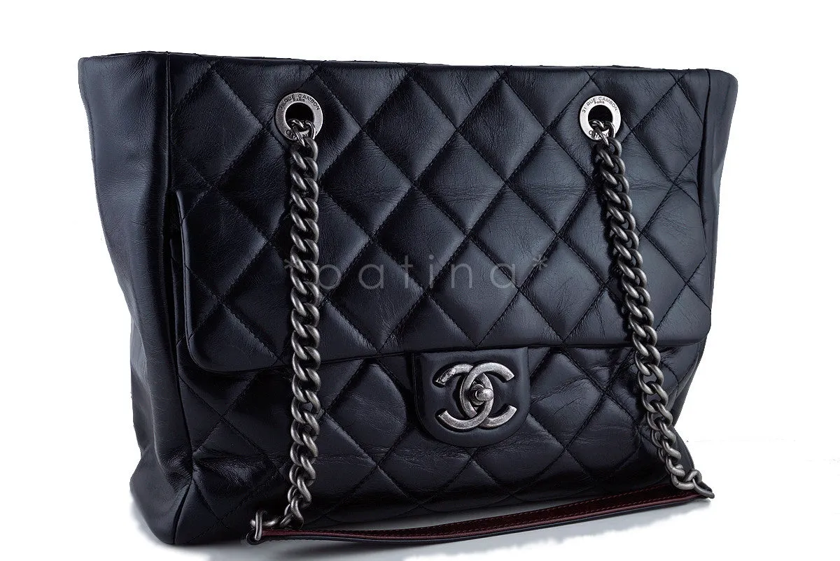 Chanel Black Shopper Classic Flap Tote with Boy Chain Bag