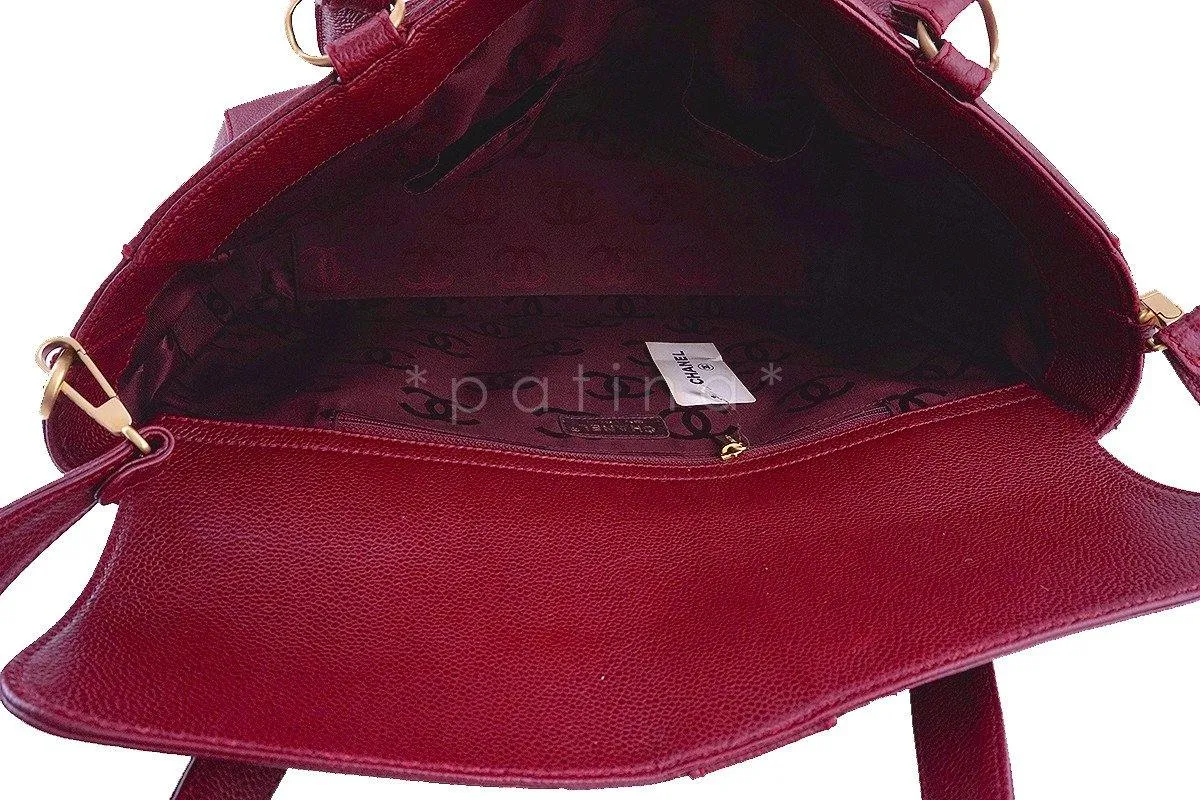 Chanel Red Caviar Logo 2-Way Executive Tote Bag