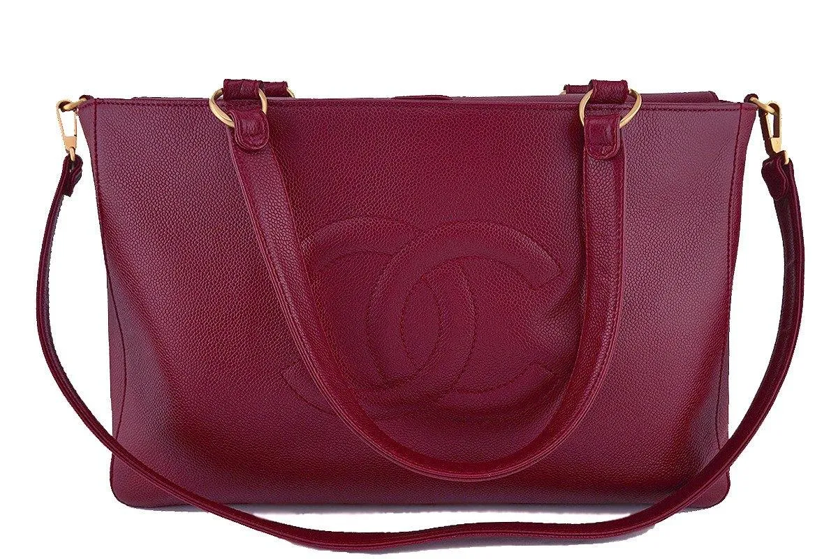 Chanel Red Caviar Logo 2-Way Executive Tote Bag