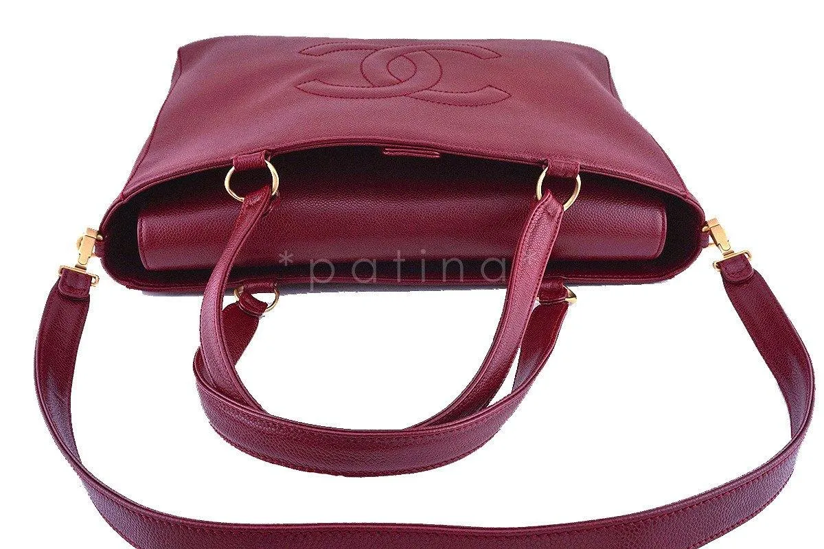 Chanel Red Caviar Logo 2-Way Executive Tote Bag