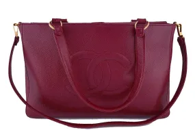 Chanel Red Caviar Logo 2-Way Executive Tote Bag