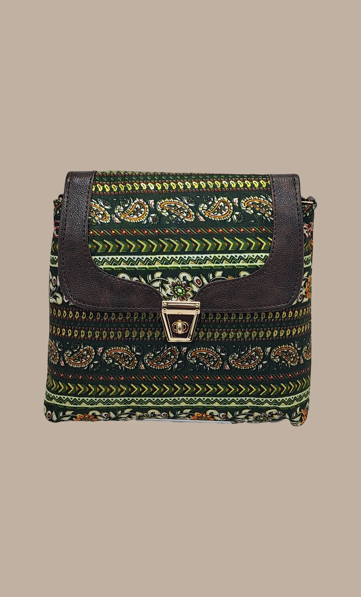 Deep Green Printed Sling Bag