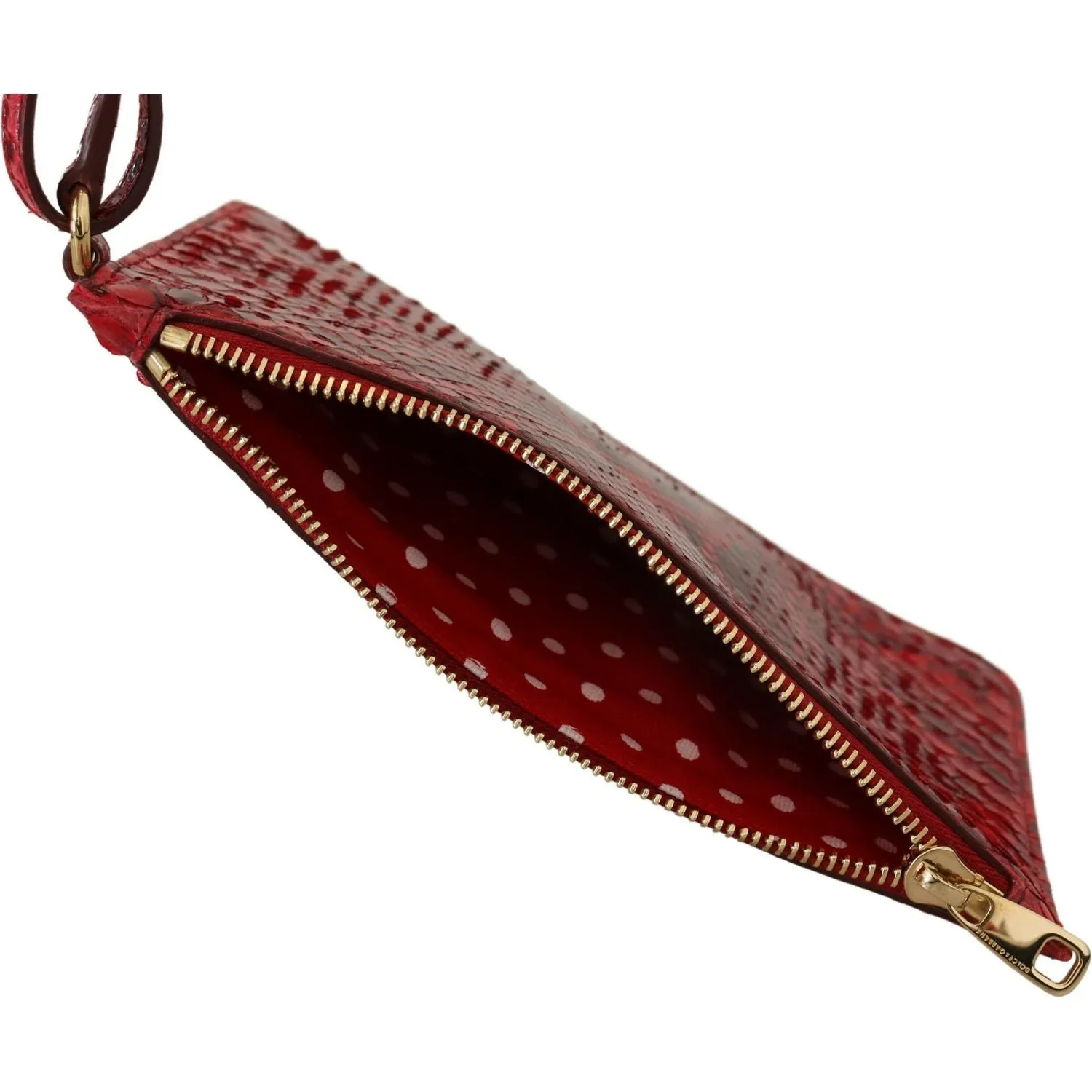 Dolce & Gabbana Elegant Red Leather Ayers Snake Clutch