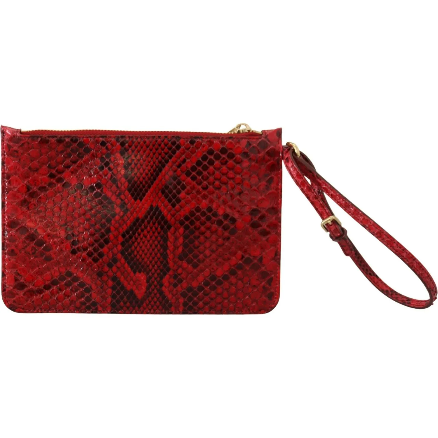 Dolce & Gabbana Elegant Red Leather Ayers Snake Clutch