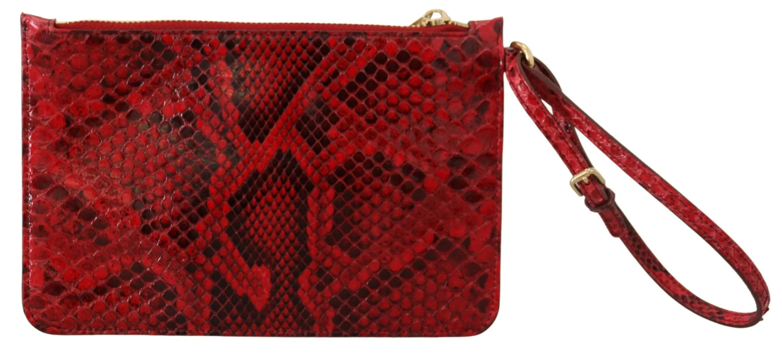 Elegant Red Leather Ayers Snake Clutch