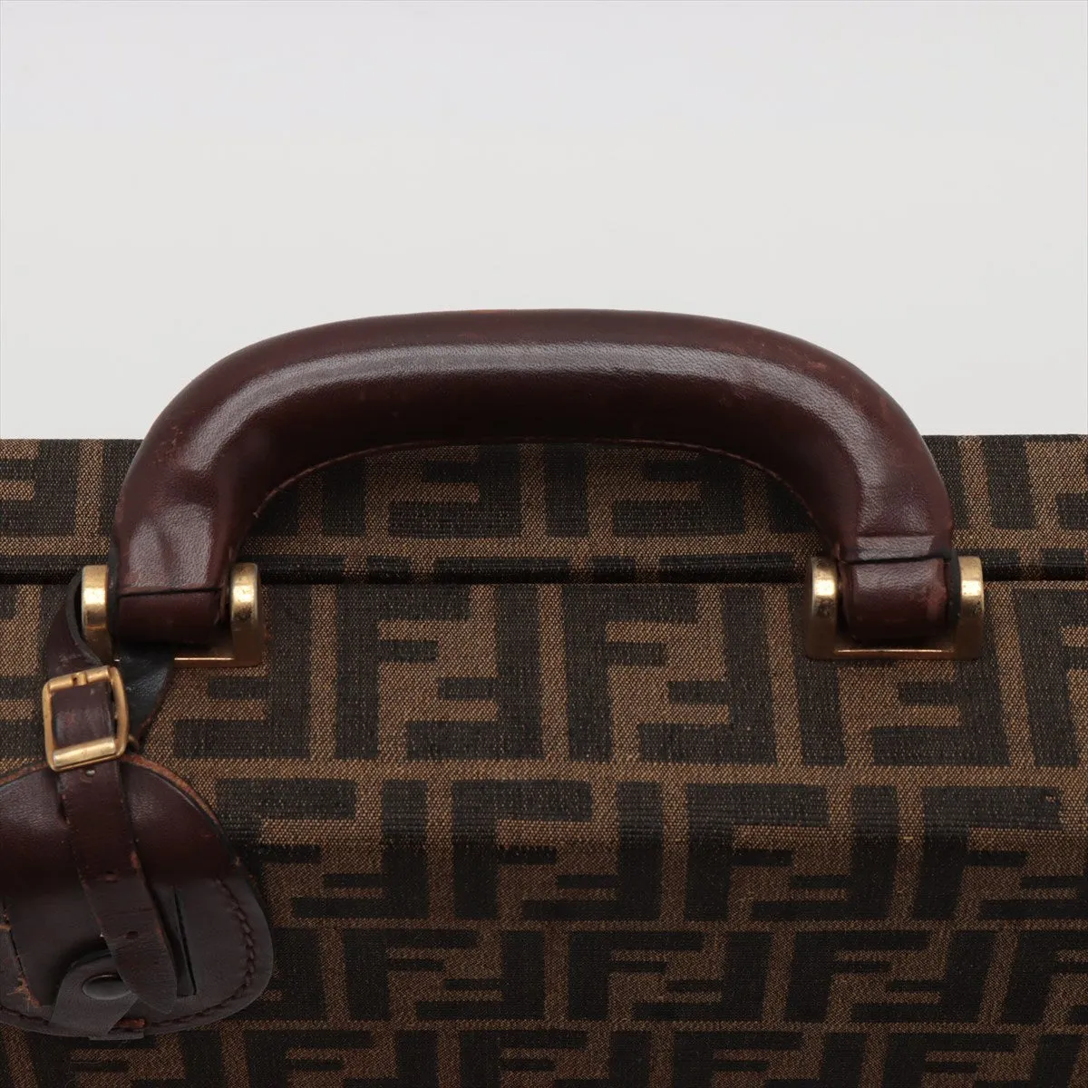 Fendi Zucca Canvas Leather Briefcase Brown