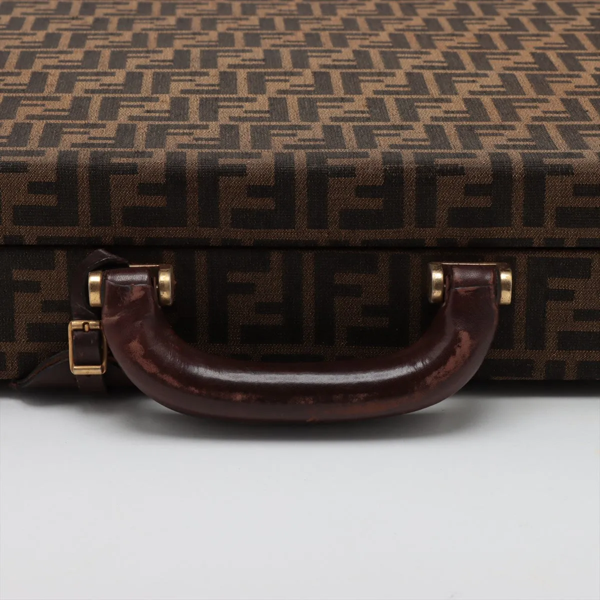 Fendi Zucca Canvas Leather Briefcase Brown