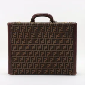 Fendi Zucca Canvas Leather Briefcase Brown