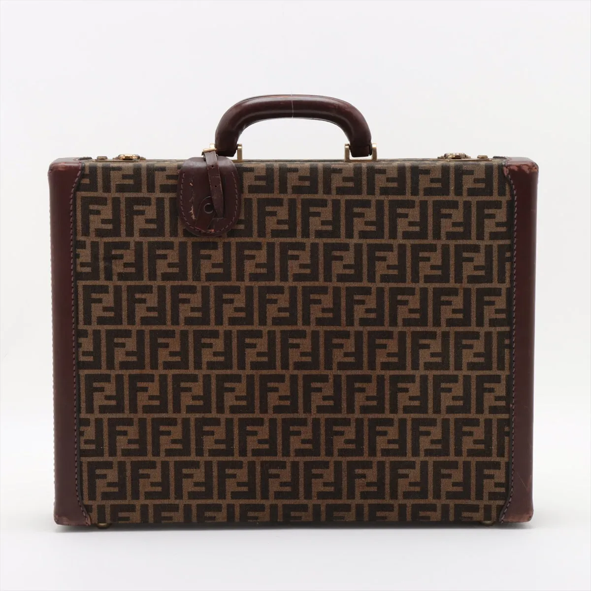 Fendi Zucca Canvas Leather Briefcase Brown