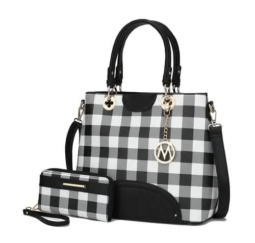 Gabriella Chic Checkered Handbag and Wallet Combo by MKF Collection