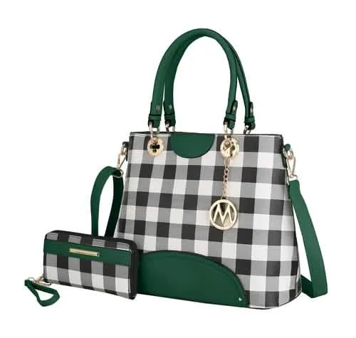 Gabriella Chic Checkered Handbag and Wallet Combo by MKF Collection