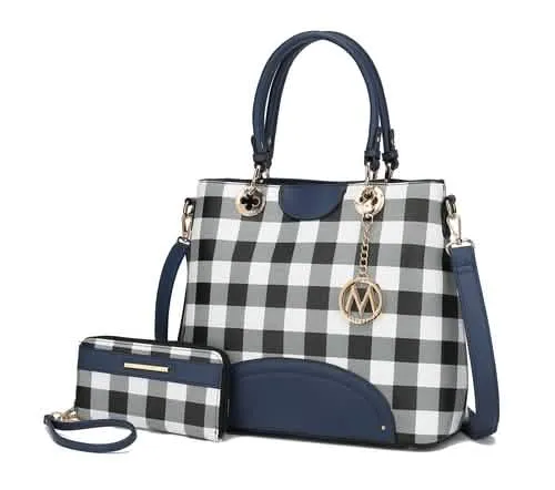 Gabriella Chic Checkered Handbag and Wallet Combo by MKF Collection