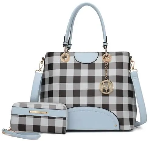 Gabriella Chic Checkered Handbag and Wallet Combo by MKF Collection