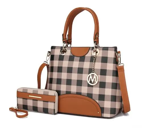 Gabriella Chic Checkered Handbag and Wallet Combo by MKF Collection