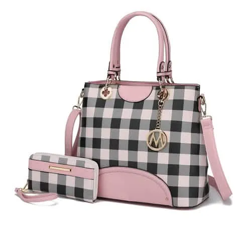 Gabriella Chic Checkered Handbag and Wallet Combo by MKF Collection