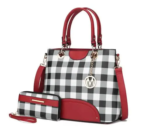 Gabriella Chic Checkered Handbag and Wallet Combo by MKF Collection