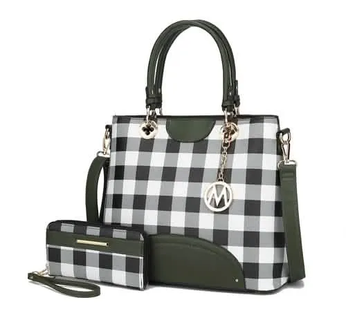 Gabriella Chic Checkered Handbag and Wallet Combo by MKF Collection