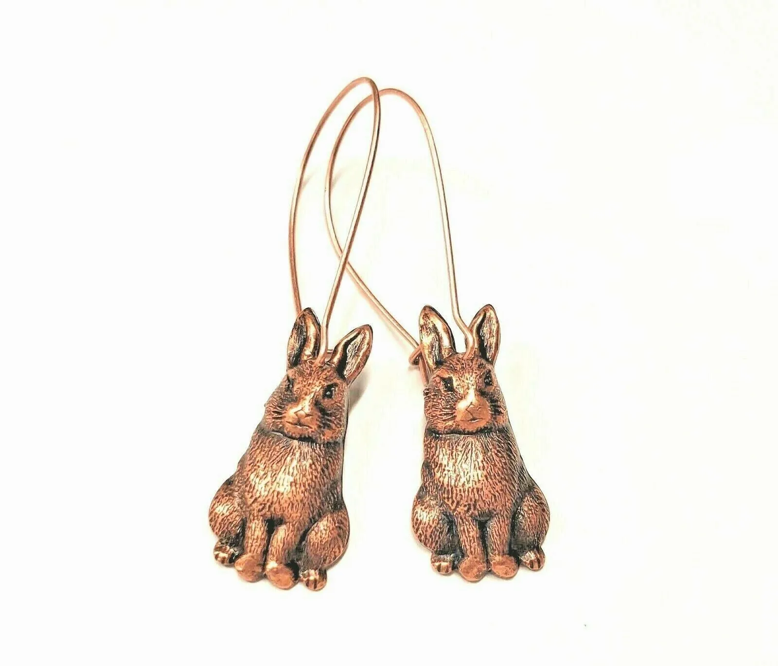 Handmade Oxidized Copper Bunny Rabbit Earrings