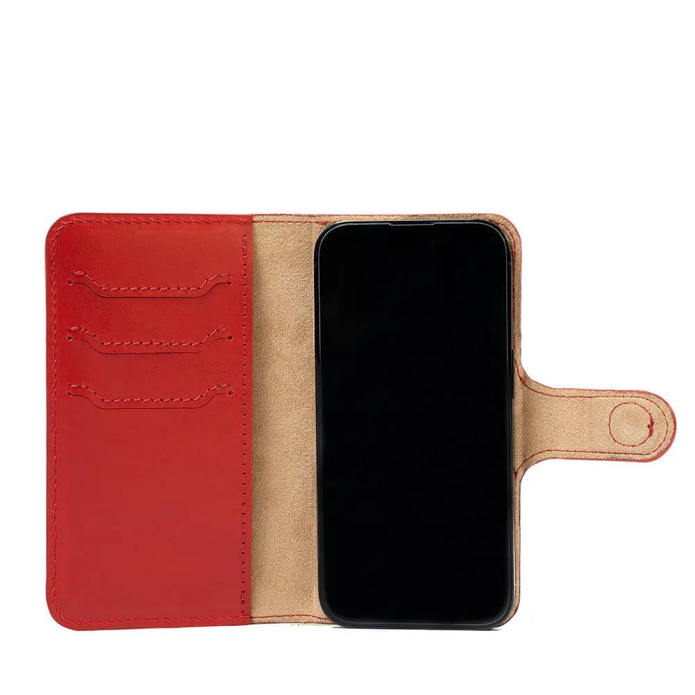 iPhone 14 Series Leather MagSafe Folio Case Wallet with Grip - Premium Full-Grain Vegetable-Tanned Leather