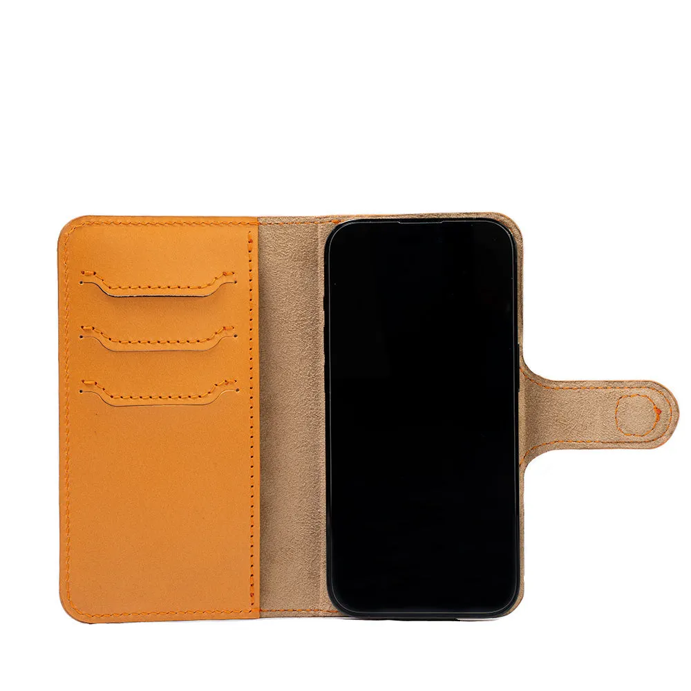 iPhone 14 Series Leather MagSafe Folio Case Wallet with Grip - Premium Full-Grain Vegetable-Tanned Leather