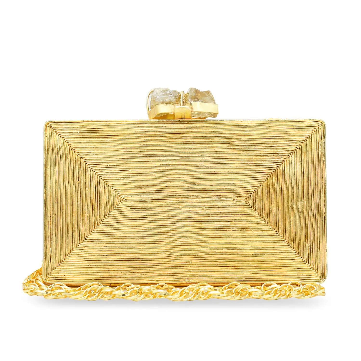 Lines Gold Clutch - Reversible clutch bag for women