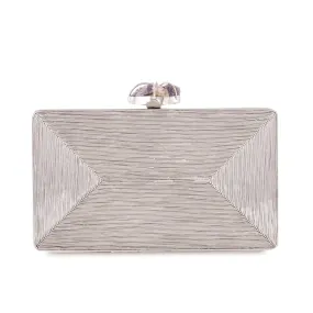 Lines Silver Clutch - Reversible clutch bag for women