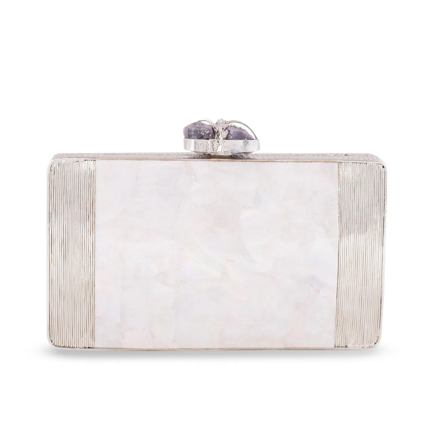 Lines Silver Clutch - Reversible clutch bag for women