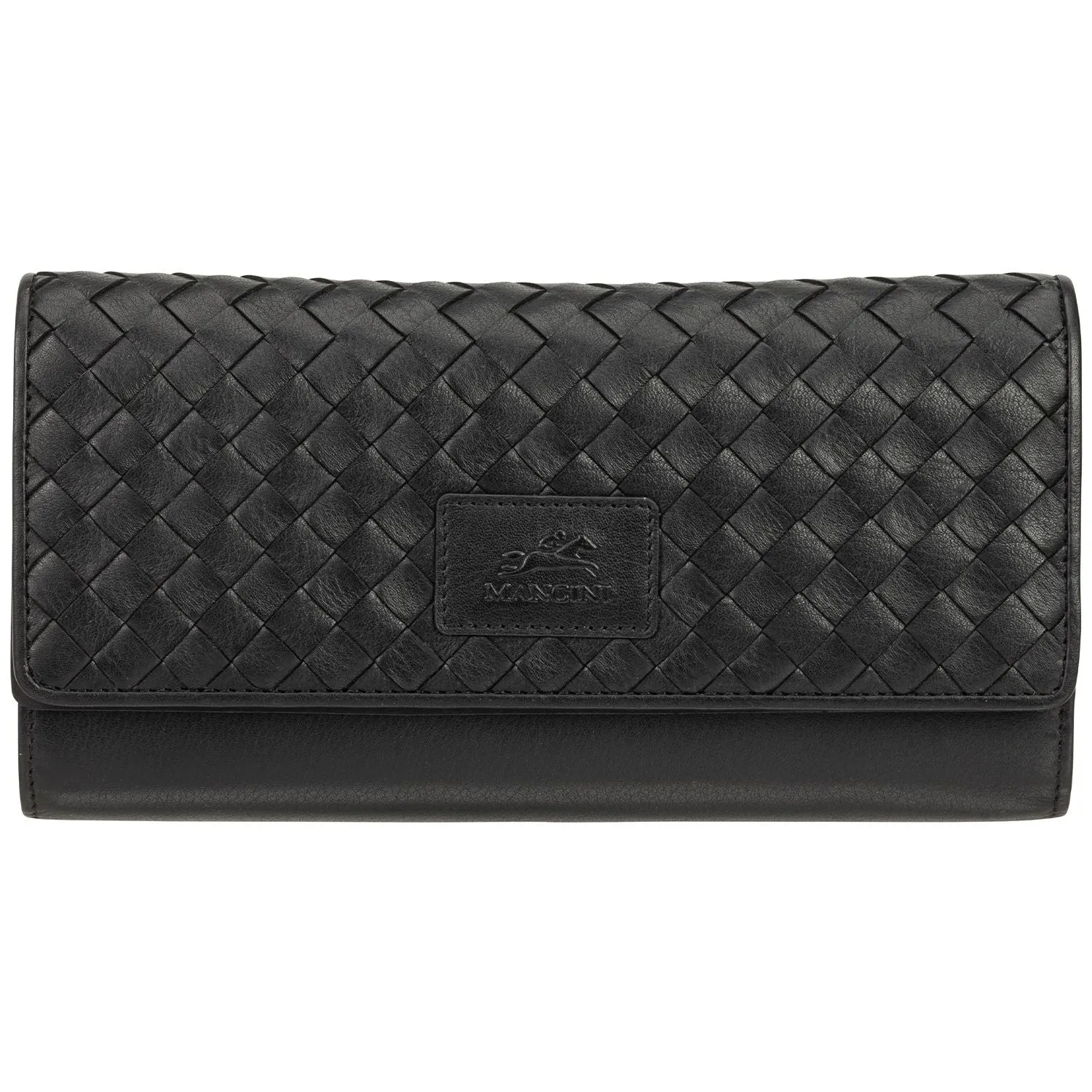 Mancini BASKET WEAVE RFID Secure Quadruple Fold Wallet