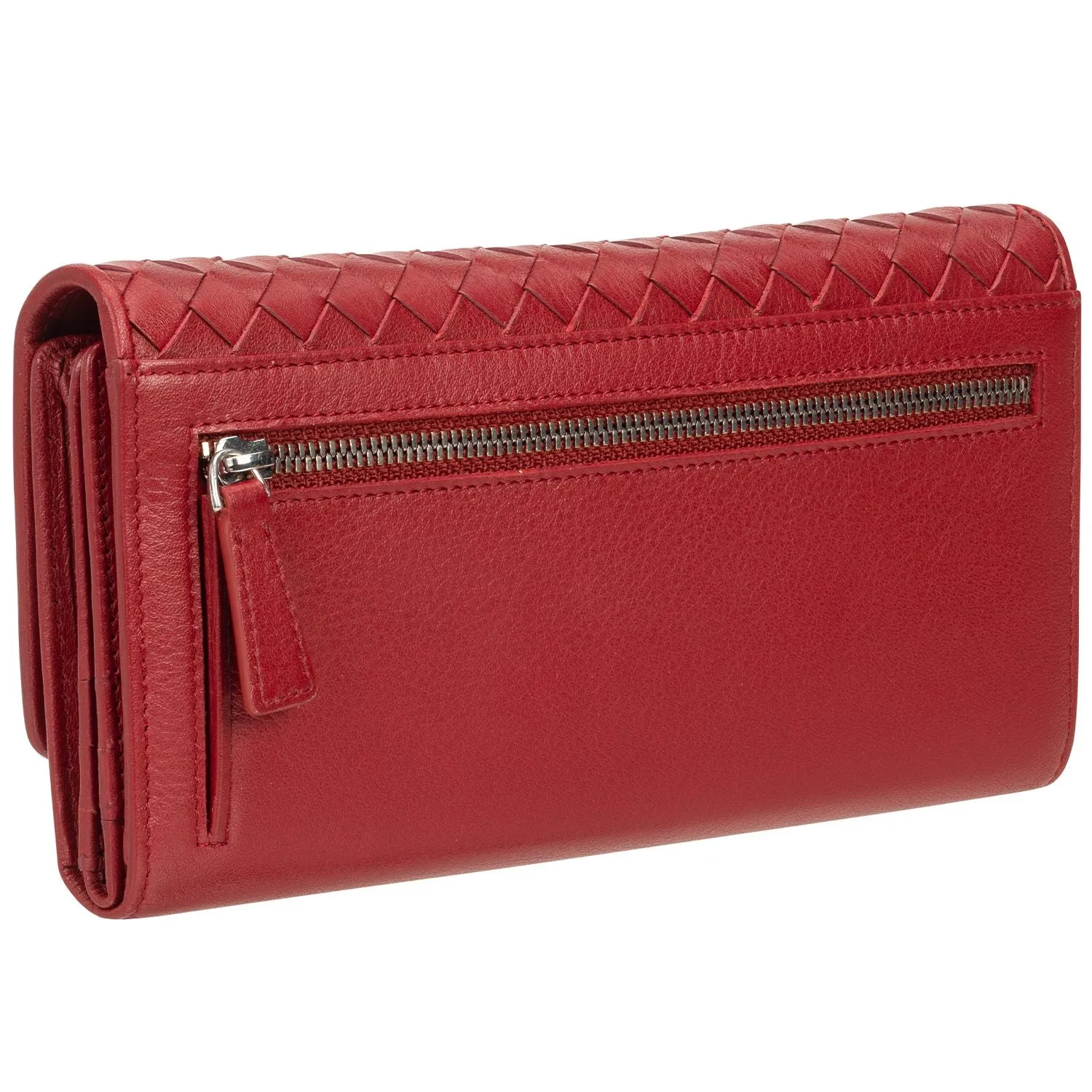 Mancini BASKET WEAVE RFID Secure Quadruple Fold Wallet