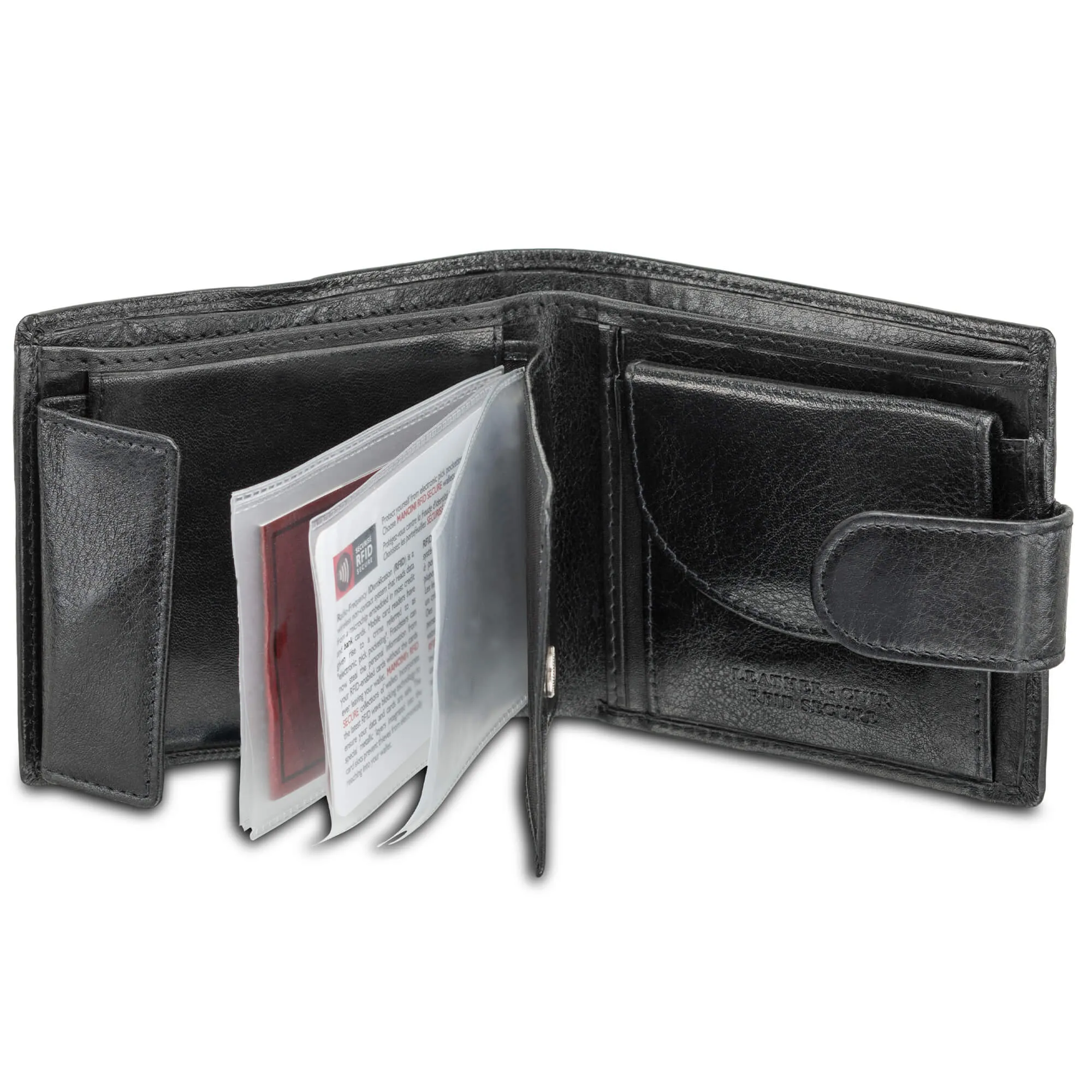 Mancini Deluxe Men’s RFID Secure Wallet with Coin Pocket