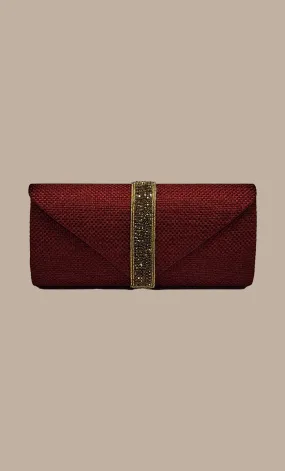 Maroon Embroidered Clutch