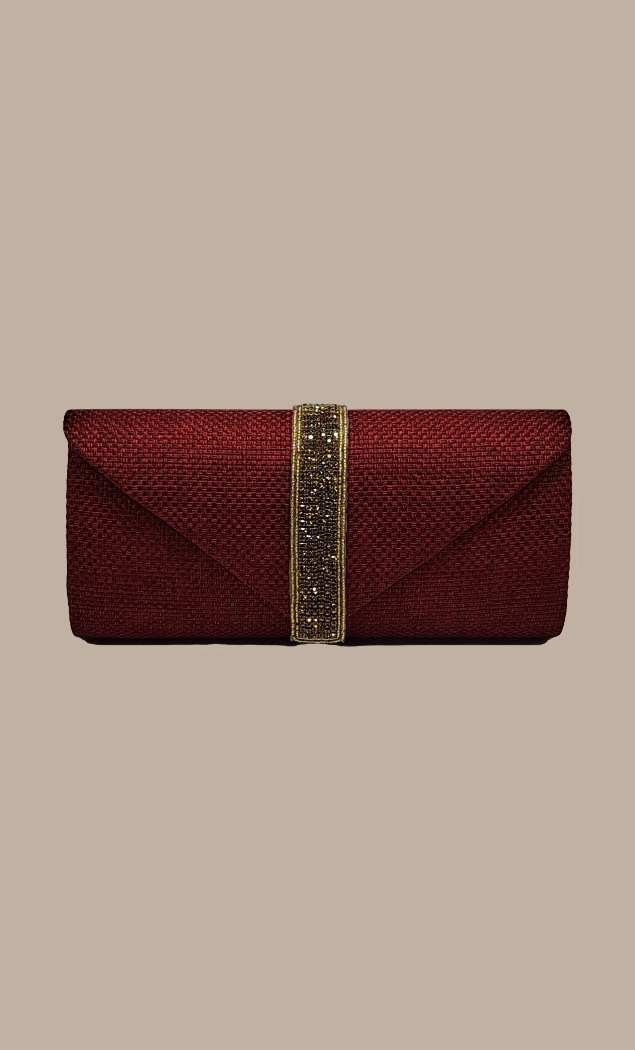 Maroon Embroidered Clutch