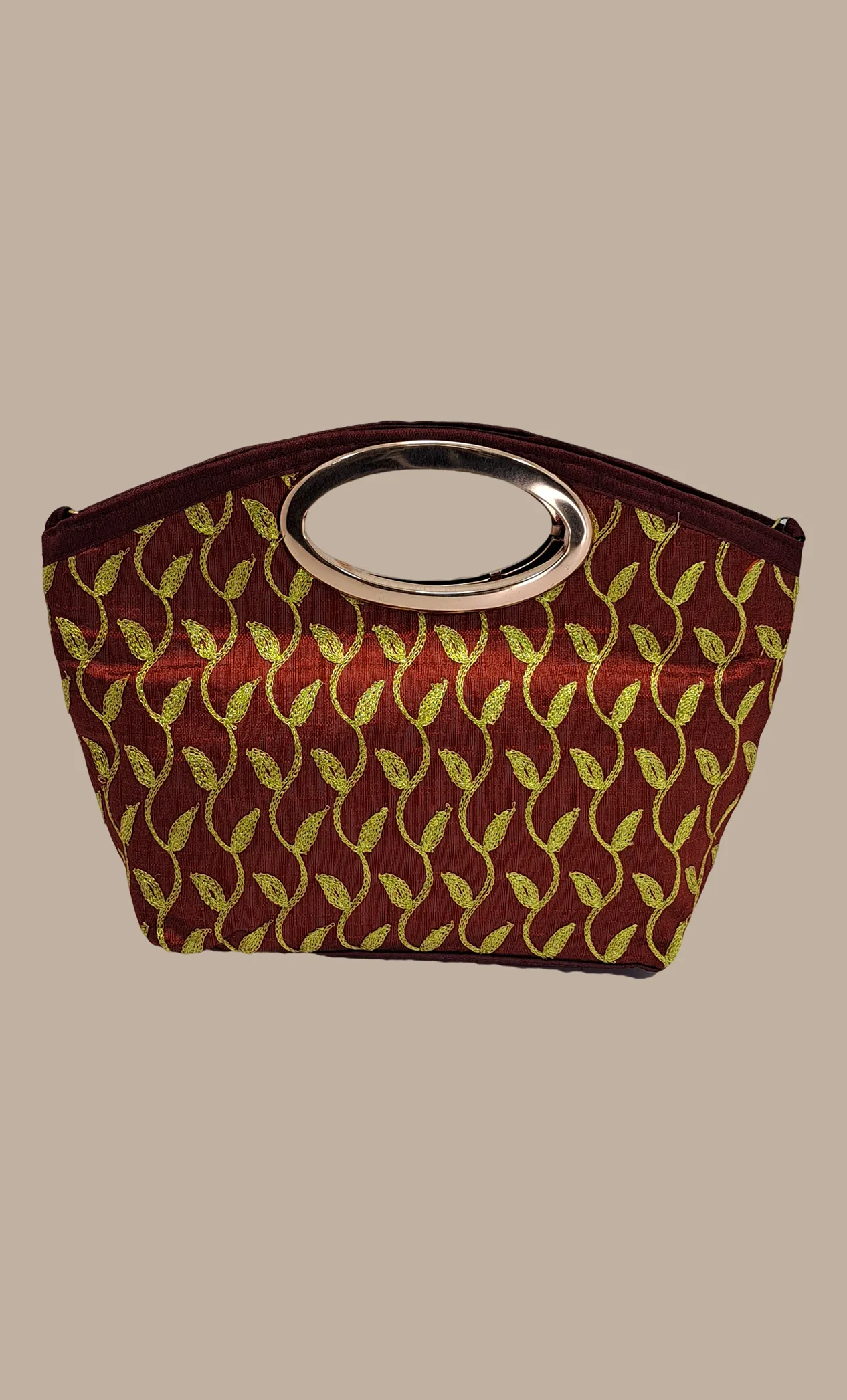 Maroon Embroidered Handbag