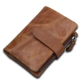 Men's RFID Blocking Secure Leather Short Trifold with Detachable Coin Bag