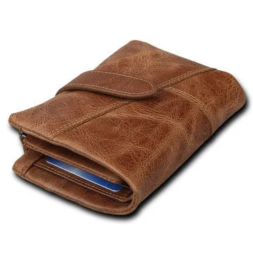 Men's RFID Blocking Secure Leather Short Trifold with Detachable Coin Bag