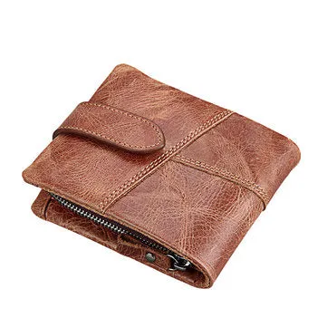 Men's RFID Blocking Secure Leather Short Trifold with Detachable Coin Bag